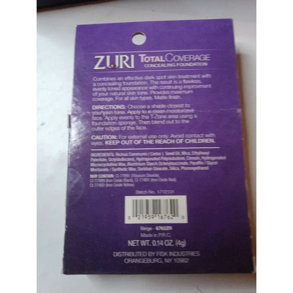 Zuri Total Coverage Concealing Foundation 0.14 Oz. Beige.Woman of Color.10 Pack.